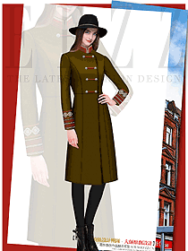原創制服設計女職業裝大衣服裝款式圖254