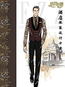 時尚男款酒店大堂服裝款式設計圖1209