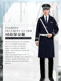 原創(chuàng)制服設(shè)計男款保安服大衣服裝效果圖074
