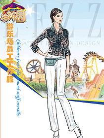長(zhǎng)袖女款游樂(lè)場(chǎng)工作制服款式設(shè)計(jì)圖330