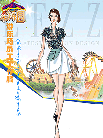 短袖女款游樂場員工工作制服款式設(shè)計(jì)圖331