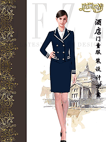 新款長袖女款星級酒店門童制服設計圖1275