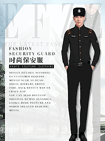 黑色長袖男款保安服款式圖422