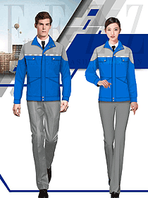 新款藍色長袖男女款汽修服工程服款式效果圖1249