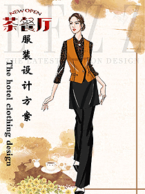 新款女款快餐廳服務員制服設計圖346