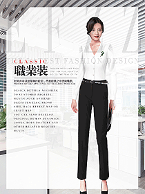 新款白色女職業裝長袖襯衫制服設計圖361