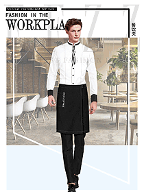 時尚白色長袖快餐廳服裝款式設(shè)計圖348