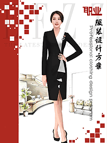 新款黑色女秋冬職業裝制服設計圖1690