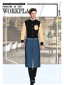 原創(chuàng)制服設(shè)計長袖男款服務(wù)員服裝款式圖350