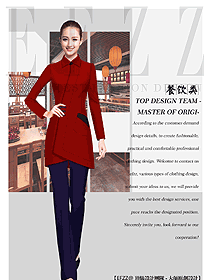 原創制服設計女款服務員服裝款式圖380