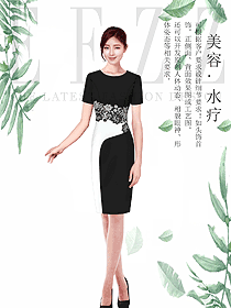 黑色女款水療會所咨客服裝款式圖478