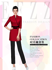 原創(chuàng)設(shè)計(jì)女款紅色美容會(huì)所服裝款式圖725