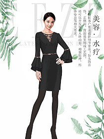 黑色短袖女款水療會所咨客服裝款式圖493