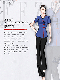 短袖女款中餐服務員服裝款式圖2094