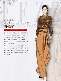 長(zhǎng)袖女款中餐服務(wù)員服裝款式圖2099