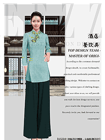 時尚長袖女款中餐服務員制服設計圖2126