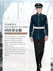 時尚男款獵裝保安工作制服設計圖342