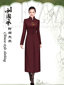 新款棗紅色女職業(yè)裝大衣制服設(shè)計(jì)圖289