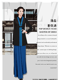 長袖女款中餐服務(wù)員制服款式圖2136