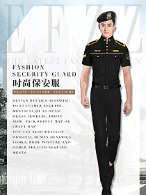 原創(chuàng)制服設(shè)計黑色短袖保安服款式效果圖388
