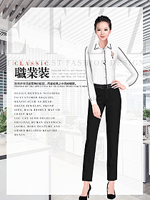 新款白色女職業裝長袖襯衫制服設計圖358