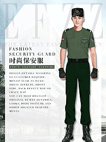 時尚淺綠色短袖保安服設計圖393