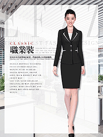 時尚黑色女職業裝夏裝制服設計圖922
