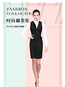 黑色女職業裝馬夾款服裝款式圖354