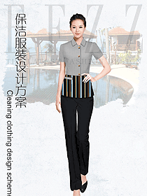 新款淺灰色女款保潔PA服裝款式圖251