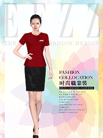 原創(chuàng)制服設(shè)計(jì)紅色女職業(yè)裝夏裝款式圖853