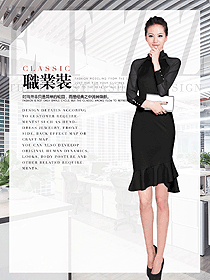 原創(chuàng)制服設(shè)計(jì)黑色女秋冬職業(yè)裝款式效果圖1623