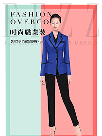 新款藍色女秋冬職業裝制服設計圖1639