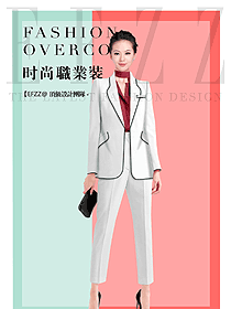 時(shí)尚白色女秋冬職業(yè)裝制服設(shè)計(jì)圖1643