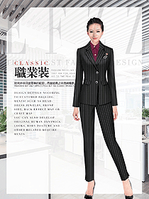 原創(chuàng)制服設(shè)計(jì)黑色條紋女秋冬職業(yè)裝設(shè)計(jì)圖1695