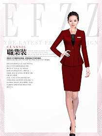 原創制服設計棗紅色女秋冬職業裝設計圖1728
