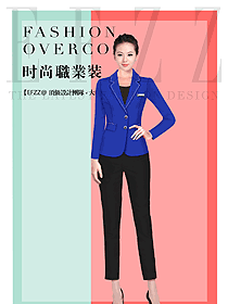 深藍色女秋冬職業(yè)裝制服設(shè)計圖1744