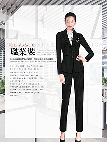 時尚黑色條紋女秋冬職業裝制服設計圖1745