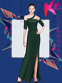 時尚長裙款KTV夜總會咨客服裝款式效果圖338