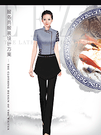 短袖女款中餐服務員服裝款式圖2069