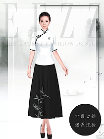 原創(chuàng)制服設(shè)計白色女款中餐迎賓服裝款式圖885