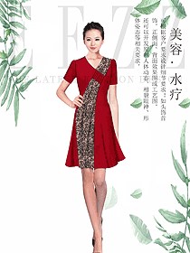 紅色女款水療會所咨客服裝款式圖511