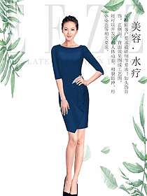 原創制服設計藍色女款水療會所咨客服裝款式圖472