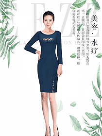 原創制服設計女款水療會所咨客服裝款式圖461