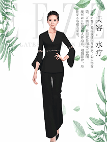 優雅黑女款水療會所咨客服裝款式圖443