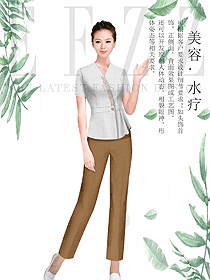 時(shí)尚淺灰色女款按摩技師服款式設(shè)計(jì)圖1476