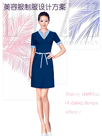 藍色女款美容技師制服設計圖729