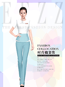 淺藍色女款美容技師制服設計圖696