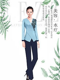 淺藍色女款美容技師制服設(shè)計圖684