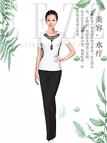 白色短袖女款美容會所服裝款式圖677