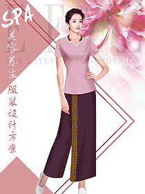 原創(chuàng)設(shè)計(jì)粉紅色美容技師服裝款式圖802